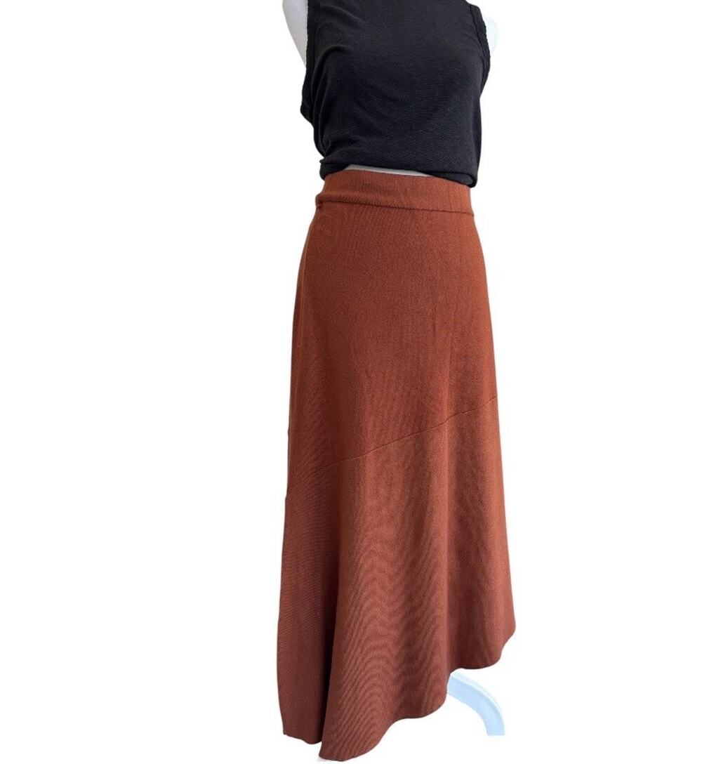 House of Harlow Rust Orange Asymmetrical Knit Midi Skirt Sz S Boho Chic Revolve